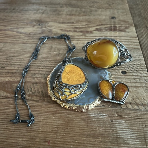Vintage European Baltic Amber and Sterling Silver Necklace - One Of A Kind! - Picture 8 of 8